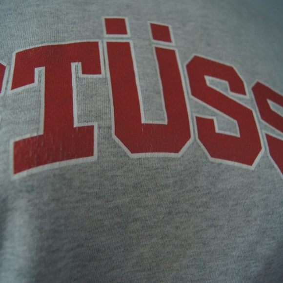 STUSSY Graphic Logo Gray Sweatshirt S Long Sleeve Jumper Pullover Streetwear Top - Picture 5 of 6